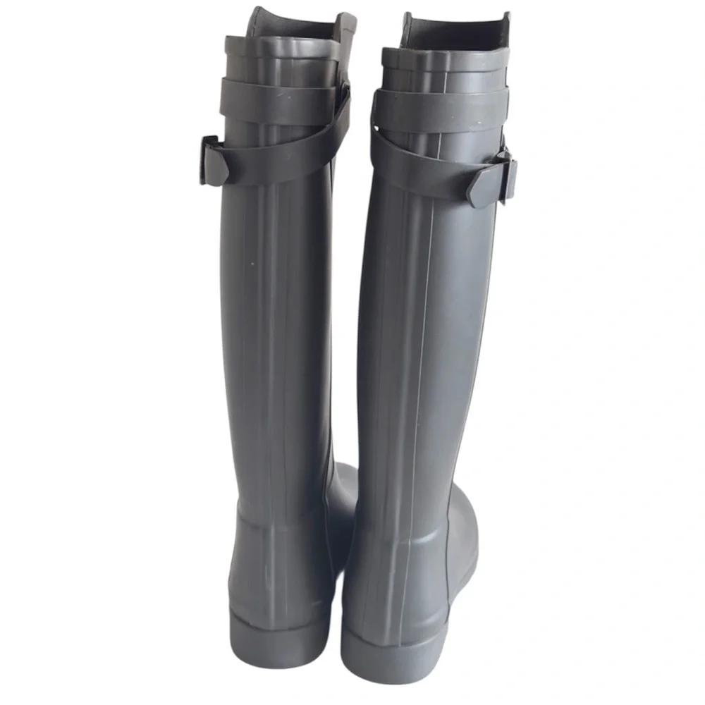 Hunter Womens Original Black Refined Back Strap Tall Rain Boots size 7 - Picture 2 of 12